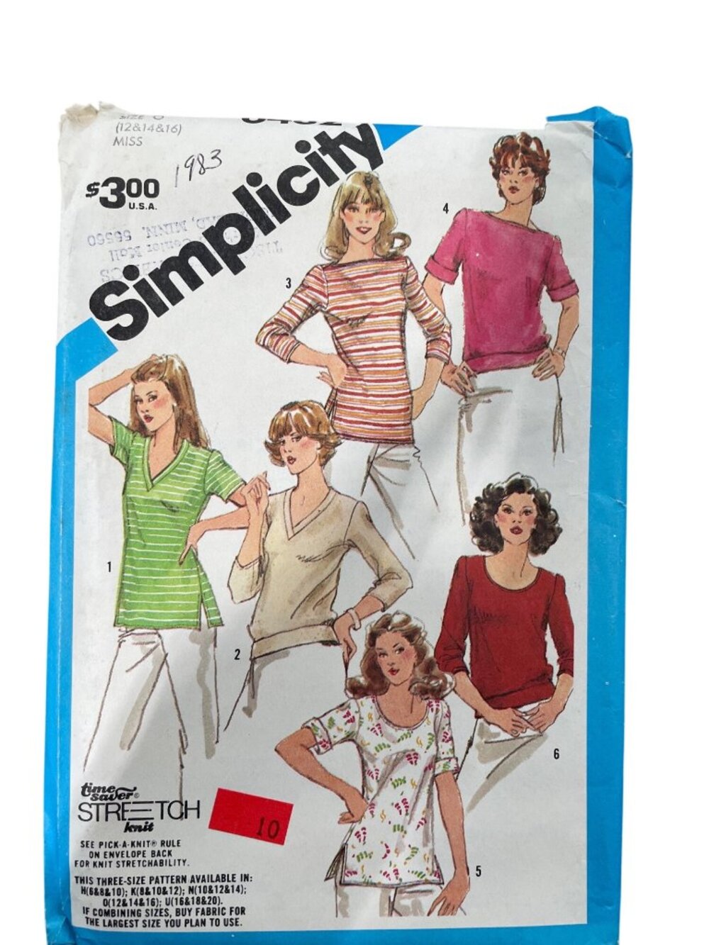 Vintage 80s Simplicity 6432 Sewing Pattern Size 12-14-16 Miss Pullover Tops CUT